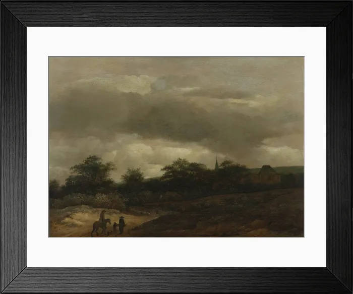 Framed Print : Dune Landscape with Road and Church, c1630-1680. Creator: Guillaume du Bois
