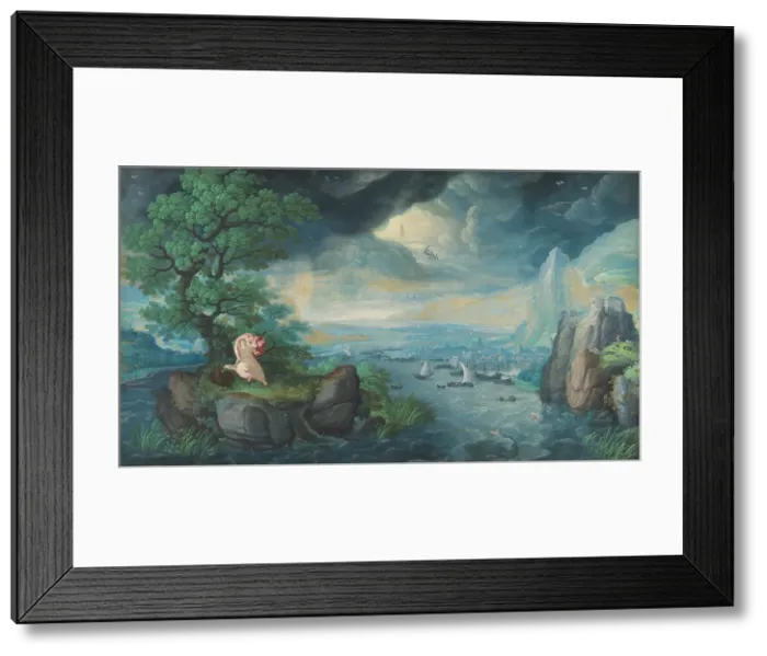 Framed Print : Imaginary Landscape with St. John on Patmos, c1554-1593. Creator: Hans Bol Framed Print : Imaginary Landscape with St. John on Patmos, c1554-1593. Creator: Hans Bol