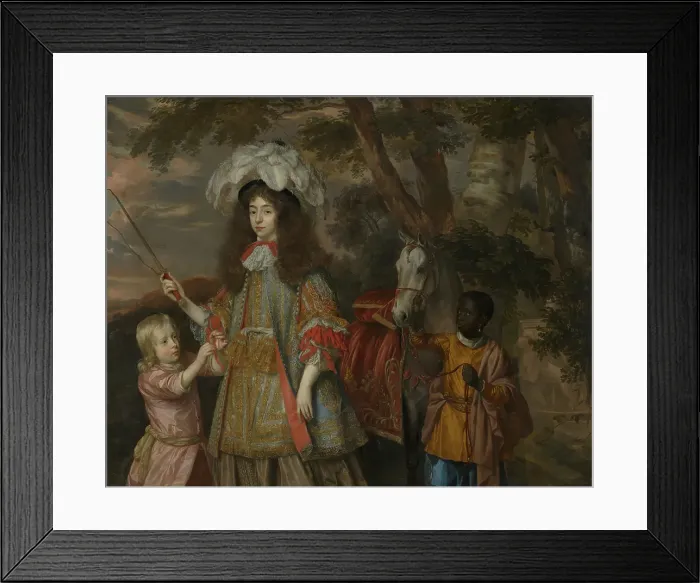 Framed Print : Portrait of Maria of Orange (1642-1688), with Hendrik van Nassau-Zuylestein (d. 1673) and a Servant. Creator: Jan Mytens Framed Print : Portrait of Maria of Orange (1642-1688), with Hendrik van Nassau-Zuylestein (d. 1673) and a Servant. Creator: Jan Mytens