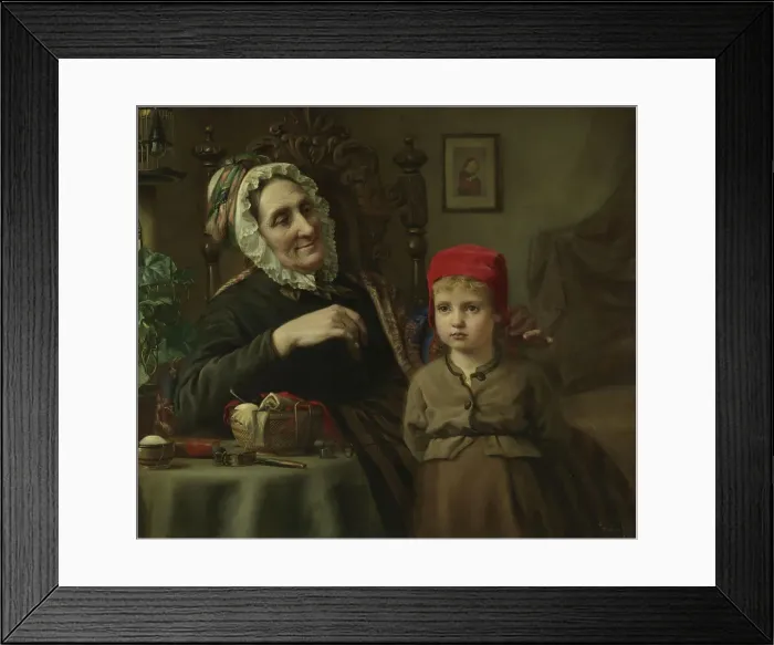 Framed Print : Little Red Riding Hood, 1872. Creator: Harriet Backer Framed Print : Little Red Riding Hood, 1872. Creator: Harriet Backer