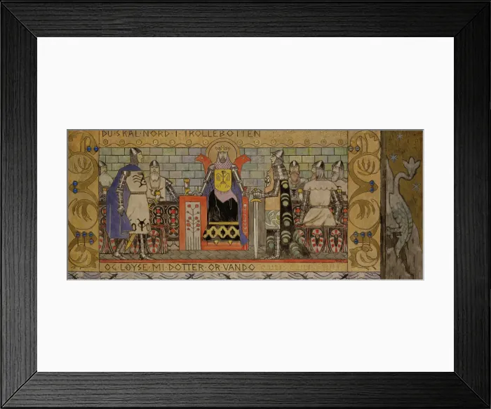 Framed Print : Asmund in the King's Hall, probably 1902-1904. Creator: Gerhard Munthe Framed Print : Asmund in the King's Hall, probably 1902-1904. Creator: Gerhard Munthe