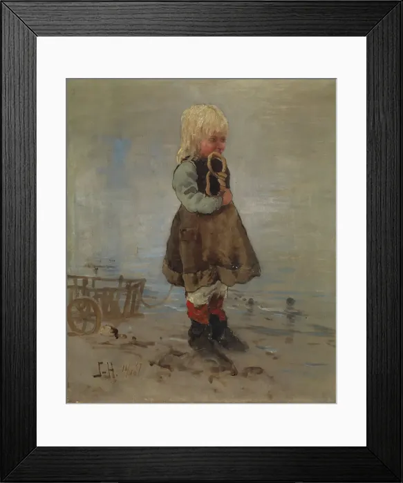 Framed Print : Girl with cart and butter pretzel, 1887. Creator: Frithjof Smith-Hald Framed Print : Girl with cart and butter pretzel, 1887. Creator: Frithjof Smith-Hald