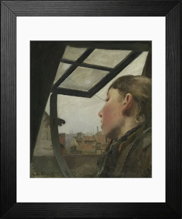 Framed Print : Young Girl looking out of a Window, 1885. Creator: Laurits Andersen Ring Framed Print : Young Girl looking out of a Window, 1885. Creator: Laurits Andersen Ring