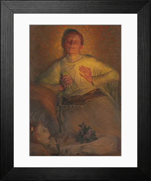 Framed Print : Erik Menved's queen Ingeborg mourns at the corpse of her last child, 1899. Creator: Kristian Zahrtmann Framed Print : Erik Menved's queen Ingeborg mourns at the corpse of her last child, 1899. Creator: Kristian Zahrtmann