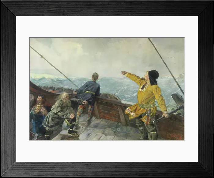 Framed Print : Leiv Eiriksson discovering America, 1893. Creator: Christian Krohg Framed Print : Leiv Eiriksson discovering America, 1893. Creator: Christian Krohg