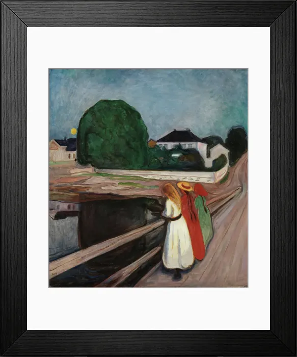Framed Print : The Girls on the Bridge, probably 1901. Creator: Edvard Munch Framed Print : The Girls on the Bridge, probably 1901. Creator: Edvard Munch