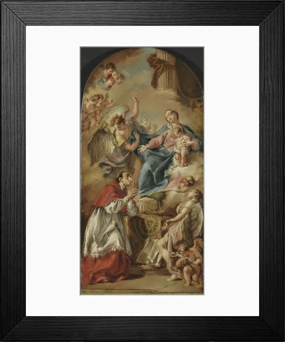 Framed Print : The Virgin and Child adored by Saint Carlo Borromeo, Undated. Creator: Giovanni Battista Pittoni the Younger Framed Print : The Virgin and Child adored by Saint Carlo Borromeo, Undated. Creator: Giovanni Battista Pittoni the Younger