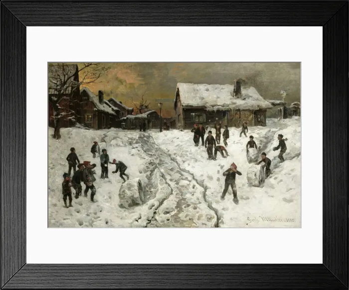 Framed Print : Throwing Snowballs, 1885. Creator: Gerhard Munthe Framed Print : Throwing Snowballs, 1885. Creator: Gerhard Munthe