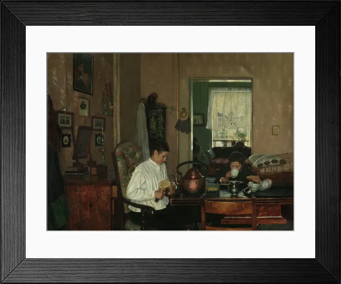 Framed Print : Breakfast I. The Artist's Mother and Brother, 1882. Creator: Gustav Wentzel Framed Print : Breakfast I. The Artist's Mother and Brother, 1882. Creator: Gustav Wentzel