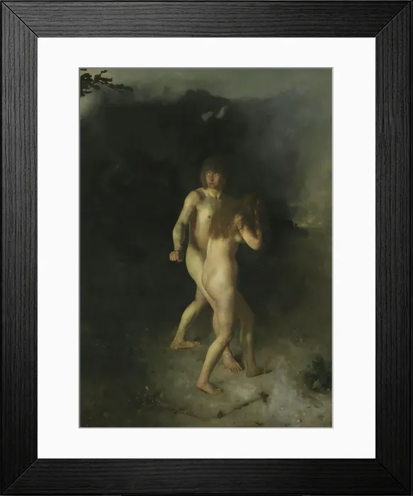 Framed Print : The Expulsion from Paradise, 1877. Creator: Hans Heyerdahl Framed Print : The Expulsion from Paradise, 1877. Creator: Hans Heyerdahl