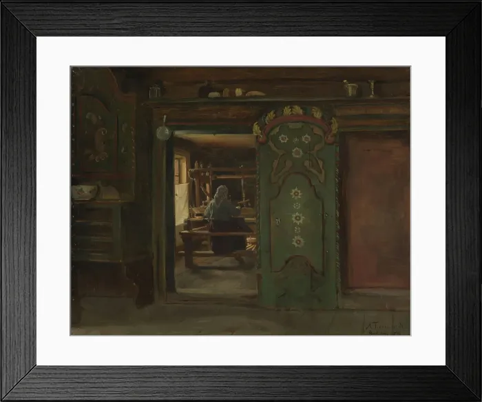Framed Print : Woman at the Loom, Gulsvik, 1874. Creator: Adolph Tidemand Framed Print : Woman at the Loom, Gulsvik, 1874. Creator: Adolph Tidemand