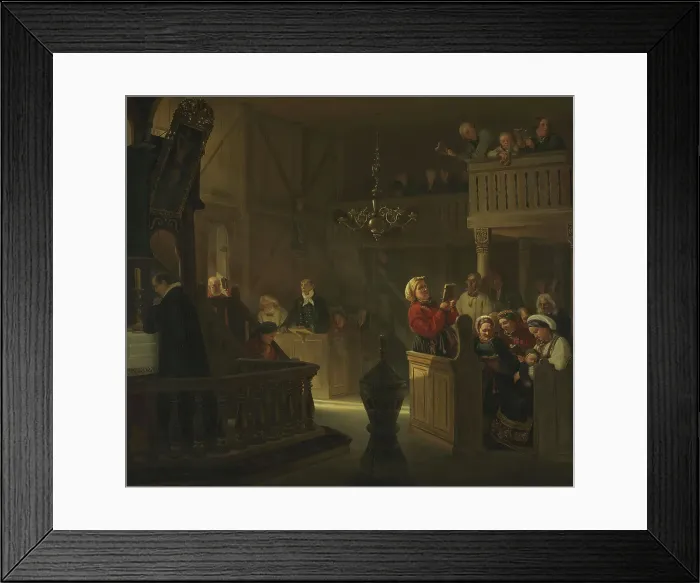 Framed Print : Service in a Norwegian Country Church, 1845. Creator: Adolph Tidemand Framed Print : Service in a Norwegian Country Church, 1845. Creator: Adolph Tidemand