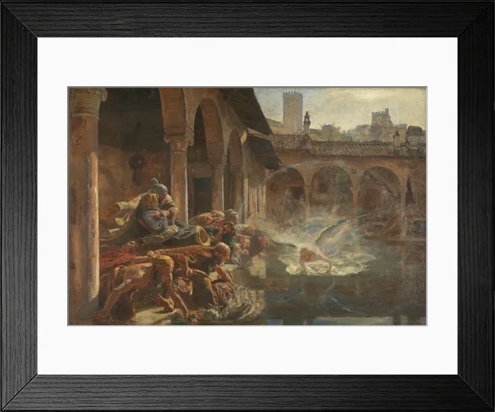 Framed Print : The angel touches the water in Bethesda dam (Joh.5, 2-4), 1888. Creator: Joakim Skovgaard Framed Print : The angel touches the water in Bethesda dam (Joh.5, 2-4), 1888. Creator: Joakim Skovgaard