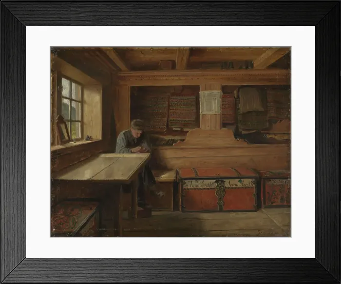 Framed Print : Old Storeroom in Vikoy, 1867. Creator: Adolph Tidemand Framed Print : Old Storeroom in Vikoy, 1867. Creator: Adolph Tidemand