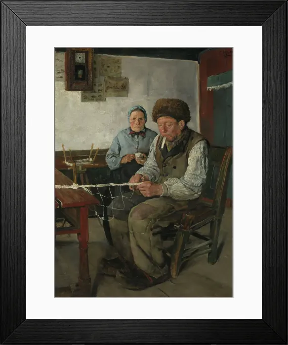 Framed Print : The Net Mender, probably 1880. Creator: Christian Krohg Framed Print : The Net Mender, probably 1880. Creator: Christian Krohg