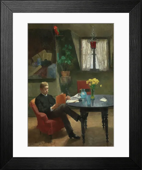 Framed Print : Arne Garborg visiting the Artist's Studio in Paris, 1887. Creator: Kitty Lange Kielland Framed Print : Arne Garborg visiting the Artist's Studio in Paris, 1887. Creator: Kitty Lange Kielland