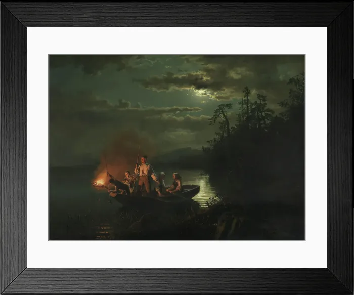 Framed Print : Spear Fishing on Lake Kroderen, 1851. Creator: Adolph Tidemand Framed Print : Spear Fishing on Lake Kroderen, 1851. Creator: Adolph Tidemand