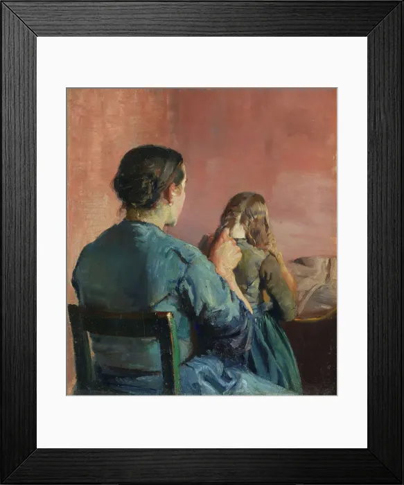 Framed Print : Braiding her Hair, probably 1888. Creator: Christian Krohg Framed Print : Braiding her Hair, probably 1888. Creator: Christian Krohg