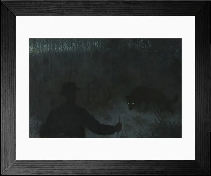 Framed Print : The Ash Lad and the Wolf; For Soria Moria Palace, series consisting of twelve... 1900. Creator: Theodor Kittelsen Framed Print : The Ash Lad and the Wolf; For Soria Moria Palace, series consisting of twelve... 1900. Creator: Theodor Kittelsen