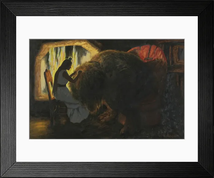 Framed Print : The Princess picking Lice from the Troll; For Soria Moria Palace, series consisting of... 1900. Creator: Theodor Kittelsen Framed Print : The Princess picking Lice from the Troll; For Soria Moria Palace, series consisting of... 1900. Creator: Theodor Kittelsen
