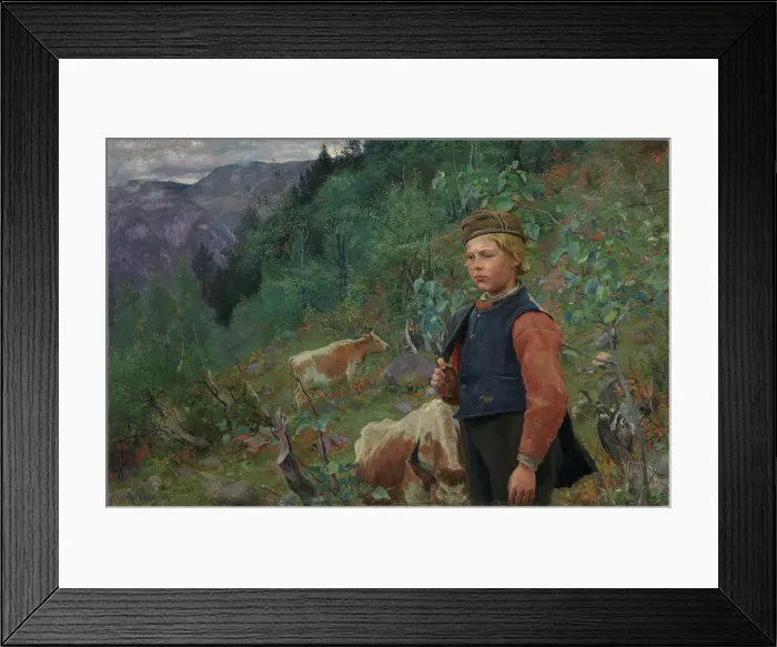 Framed Print : The Poet Vinje as a Shepherd Boy, 1887. Creator: Christian Skredsvig Framed Print : The Poet Vinje as a Shepherd Boy, 1887. Creator: Christian Skredsvig