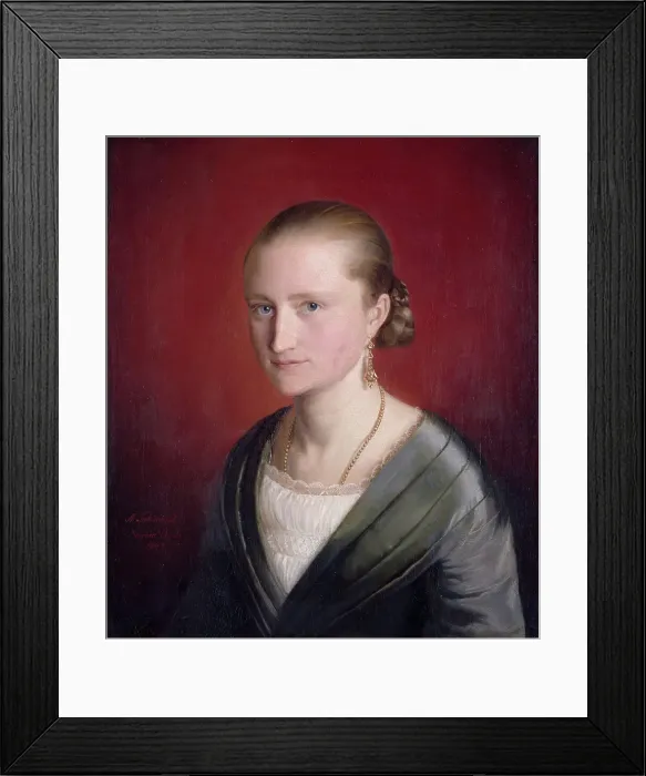 Framed Print : Portrait of Claudine Jaeger, 1843. Creator: Adolph Tidemand Framed Print : Portrait of Claudine Jaeger, 1843. Creator: Adolph Tidemand