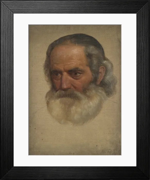 Framed Print : Portrait Study of an old Man, 1842. Creator: Adolph Tidemand