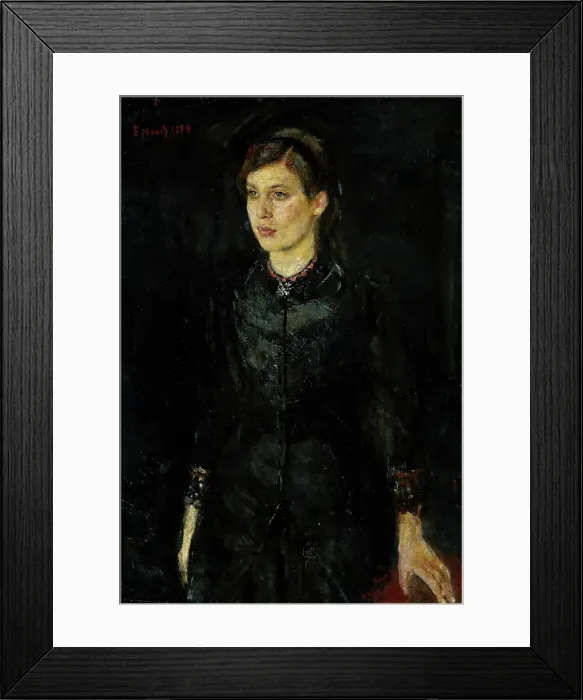 Framed Print : Inger Munch in Black, 1884. Creator: Edvard Munch Framed Print : Inger Munch in Black, 1884. Creator: Edvard Munch