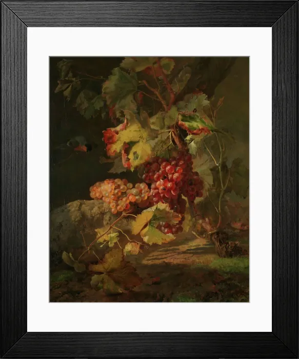 Framed Print : Still Life with Grapes, 1852. Creator: Frants Diderik Boe Framed Print : Still Life with Grapes, 1852. Creator: Frants Diderik Boe