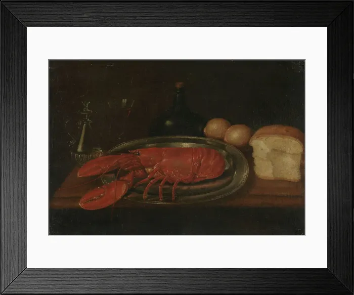 Framed Print : Still Life with Lobster and Bread, probably 17th century. Creator: Unknown Framed Print : Still Life with Lobster and Bread, probably 17th century. Creator: Unknown