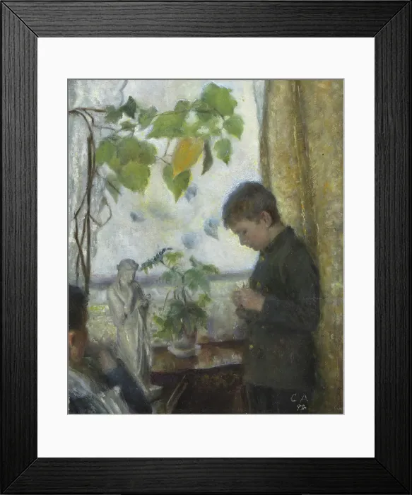 Framed Print : Boy at the window, 1892. Creator: Charlotte Mannheimer Framed Print : Boy at the window, 1892. Creator: Charlotte Mannheimer