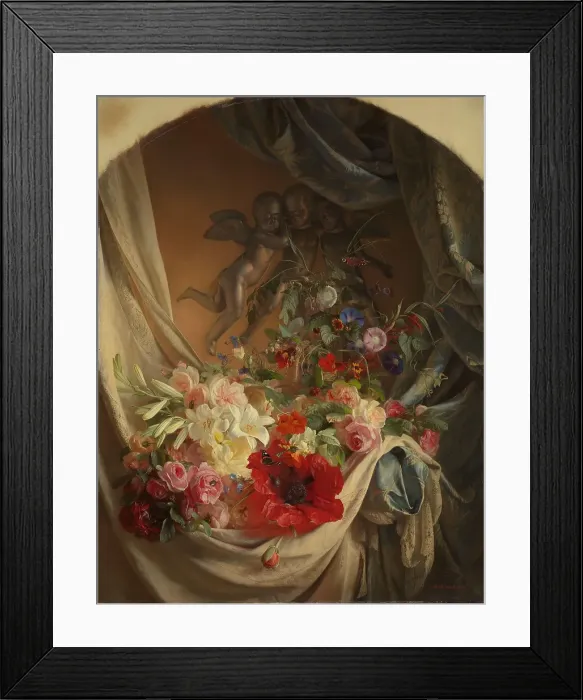 Framed Print : Flower Piece, 1858. Creator: Theude Gronland Framed Print : Flower Piece, 1858. Creator: Theude Gronland
