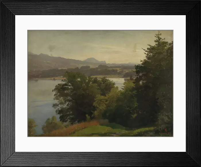 Framed Print : View of the Mondsee, 1870. Creator: Hans Gude Framed Print : View of the Mondsee, 1870. Creator: Hans Gude