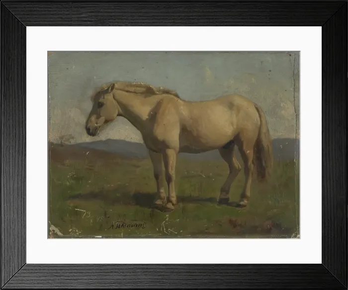 Framed Print : A broken horse, 1848. Creator: Adolph Tidemand Framed Print : A broken horse, 1848. Creator: Adolph Tidemand