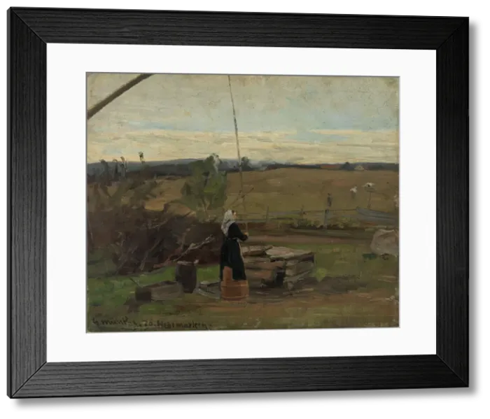 Framed Print : At the Well, 1886. Creator: Gerhard Munthe Framed Print : At the Well, 1886. Creator: Gerhard Munthe