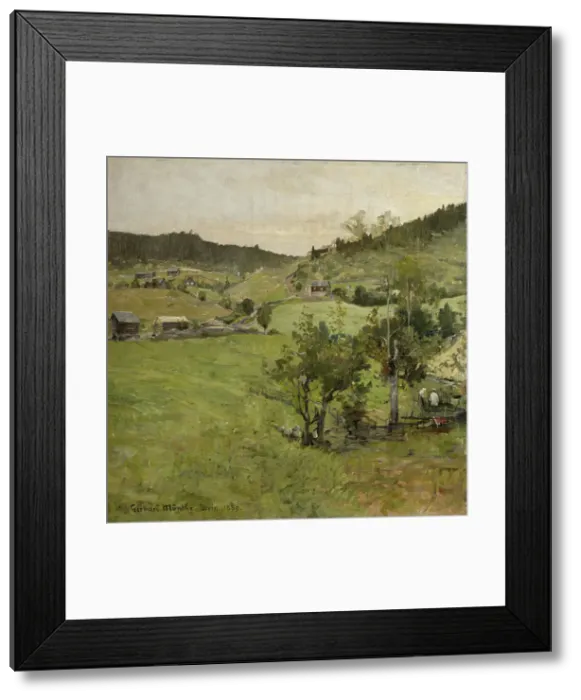 Framed Print : Cotters farms, 1889. Creator: Gerhard Munthe Framed Print : Cotters farms, 1889. Creator: Gerhard Munthe