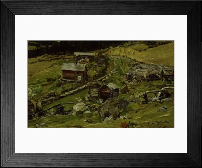 Framed Print : Farm in Valdres, 1879. Creator: Gerhard Munthe Framed Print : Farm in Valdres, 1879. Creator: Gerhard Munthe