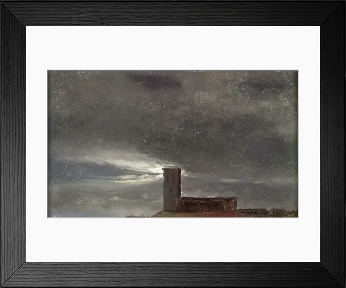 Framed Print : Clouds over a Building with a Tower, c1810-1850. Creator: Johan Christian Dahl Framed Print : Clouds over a Building with a Tower, c1810-1850. Creator: Johan Christian Dahl