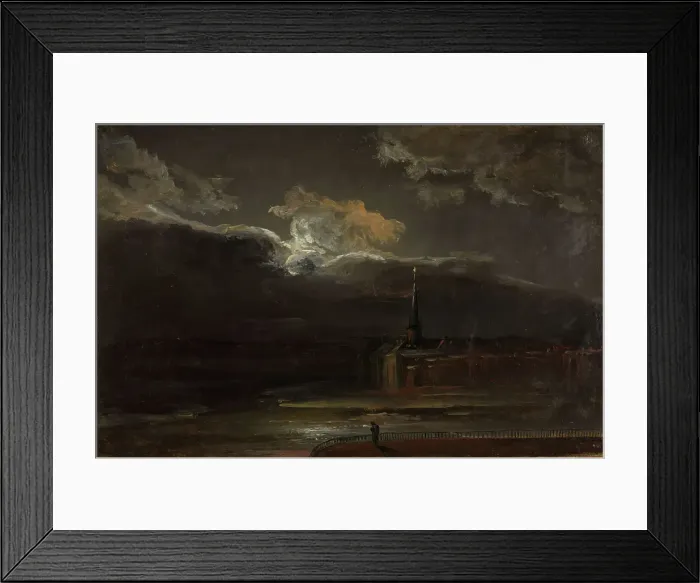 Framed Print : Moonlight over Dresden, c1810-1850. Creator: Johan Christian Dahl Framed Print : Moonlight over Dresden, c1810-1850. Creator: Johan Christian Dahl
