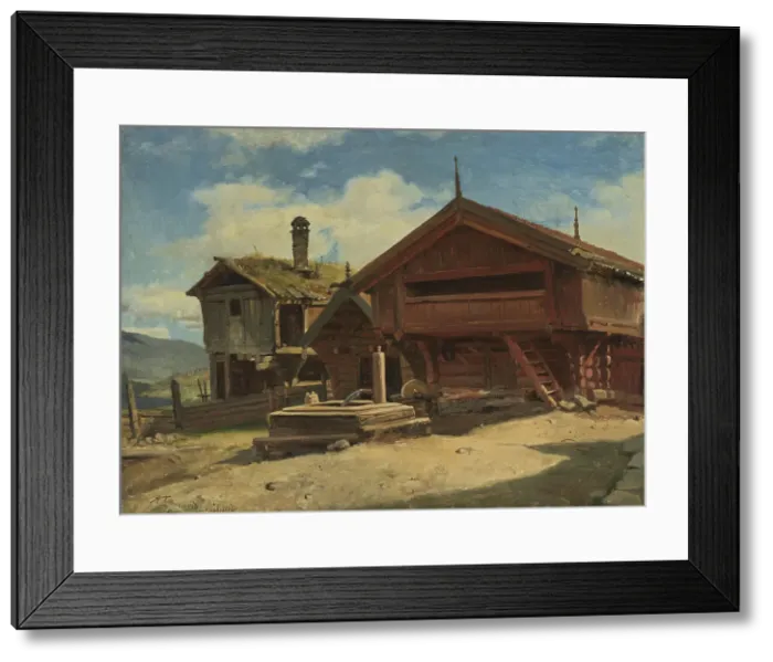 Framed Print : The Farm Gulsvik in Hallingdal, 1848. Creator: Adolph Tidemand Framed Print : The Farm Gulsvik in Hallingdal, 1848. Creator: Adolph Tidemand
