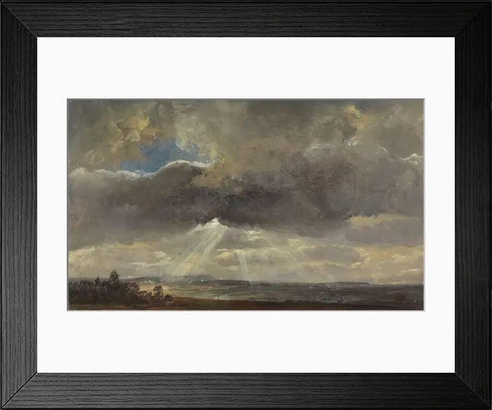 Framed Print : Clouds and Sunbeams over the Windberg near Dresden, c1810-1850. Creator: Johan Christian Dahl Framed Print : Clouds and Sunbeams over the Windberg near Dresden, c1810-1850. Creator: Johan Christian Dahl