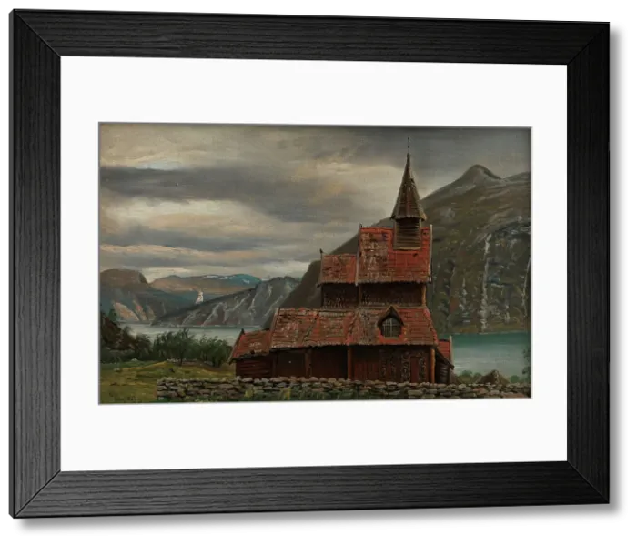 Framed Print : Urnes Stave Church in Sogn, 1832. Creator: Knud Baade Framed Print : Urnes Stave Church in Sogn, 1832. Creator: Knud Baade