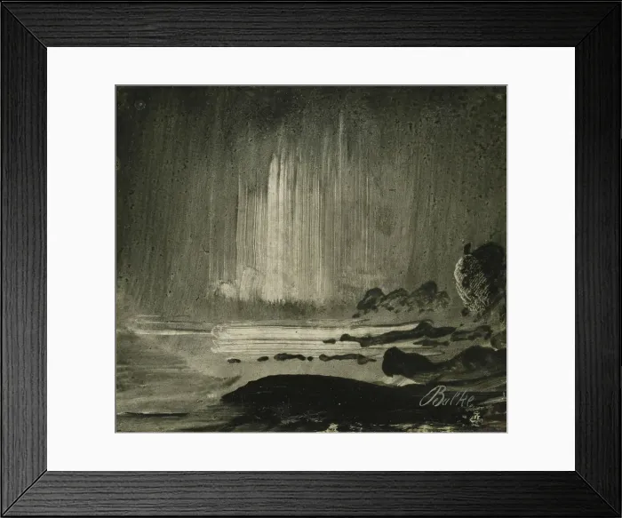 Framed Print : Northern Lights over Coastal Landscape, 1870s. Creator: Peder Balke Framed Print : Northern Lights over Coastal Landscape, 1870s. Creator: Peder Balke