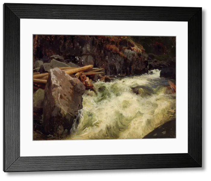 Framed Print : Study of a Waterfall, probably 1851. Creator: Herman August Cappelen Framed Print : Study of a Waterfall, probably 1851. Creator: Herman August Cappelen