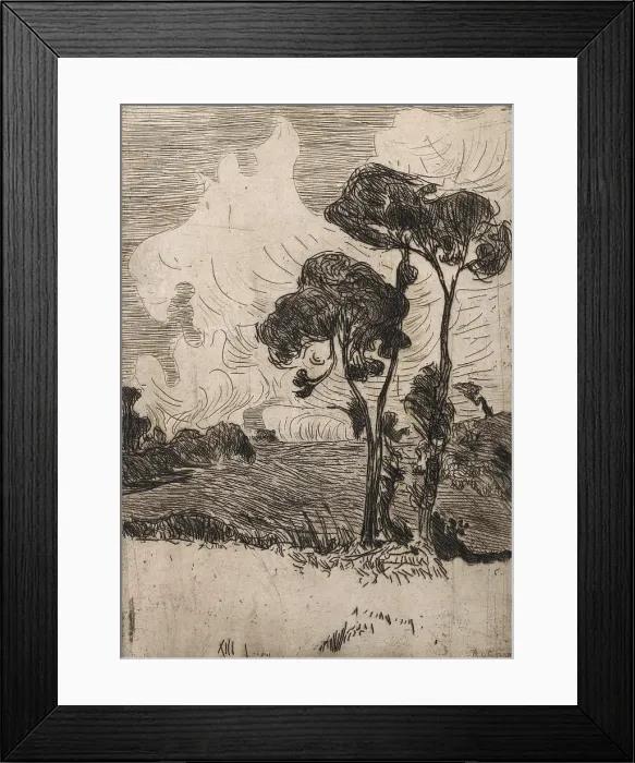 Framed Print : Paysage aux Deux Grands Arbres (Landscape with Two Large Trees), 1893. Creator: Roderic O'Conor. Paysage aux Deux Grands Arbres (Landscape with Two Large Trees), 1893. Creator: Roderic O'Conor
