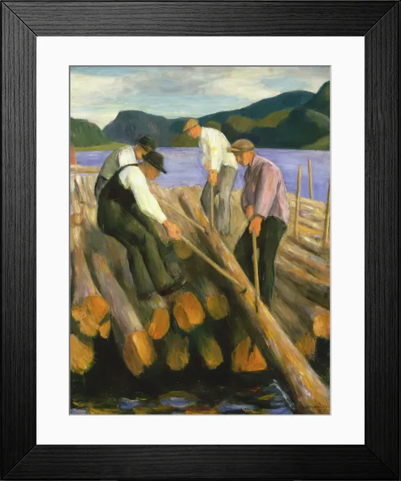Framed Print : Men working on a Timber Boom, 1938. Creator: Erik Werenskiold Framed Print : Men working on a Timber Boom, 1938. Creator: Erik Werenskiold