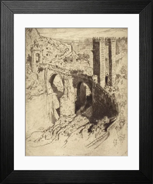 Framed Print : Bridge of Alcantara, 1904. Creator: Joseph Pennell Framed Print : Bridge of Alcantara, 1904. Creator: Joseph Pennell