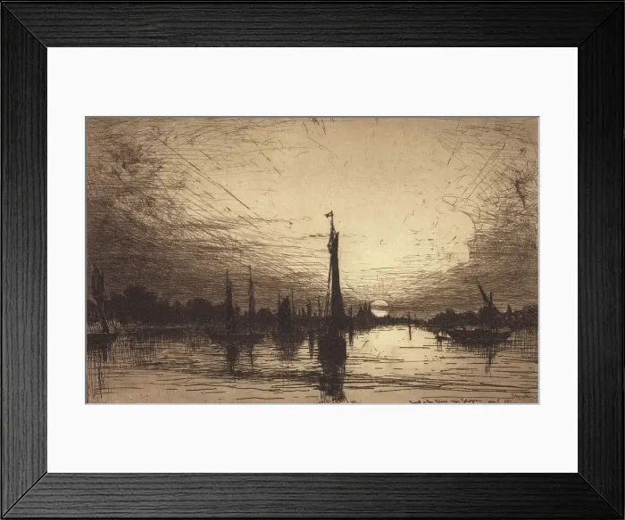 Framed Print : Sunset on the Rhine Near Cologne, 1885. Creator: Lewis Henry Meakin Framed Print : Sunset on the Rhine Near Cologne, 1885. Creator: Lewis Henry Meakin