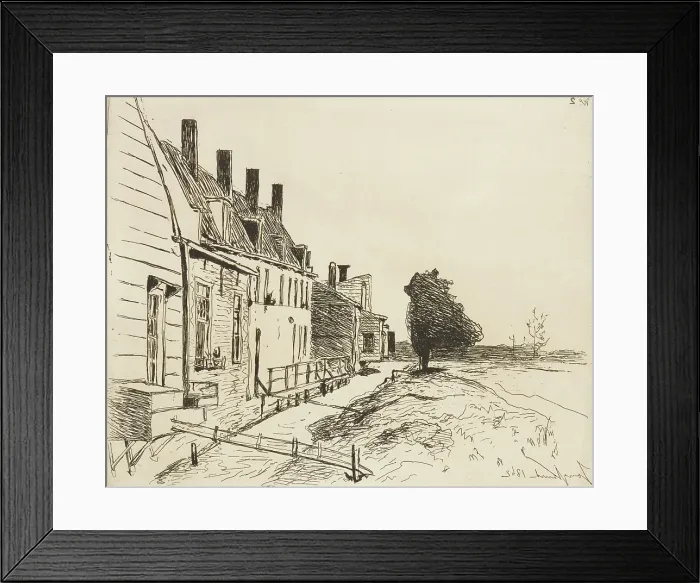Framed Print : Houses along the Canal, 1862. Creator: Johan Barthold Jongkind