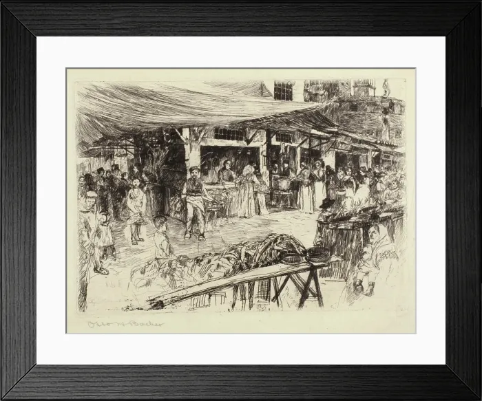 Framed Print : The Market, Florence (The Mercato Vecchio, Florence, 1881), 1881. Creator: Otto Henry Bacher Framed Print : The Market, Florence (The Mercato Vecchio, Florence, 1881), 1881. Creator: Otto Henry Bacher